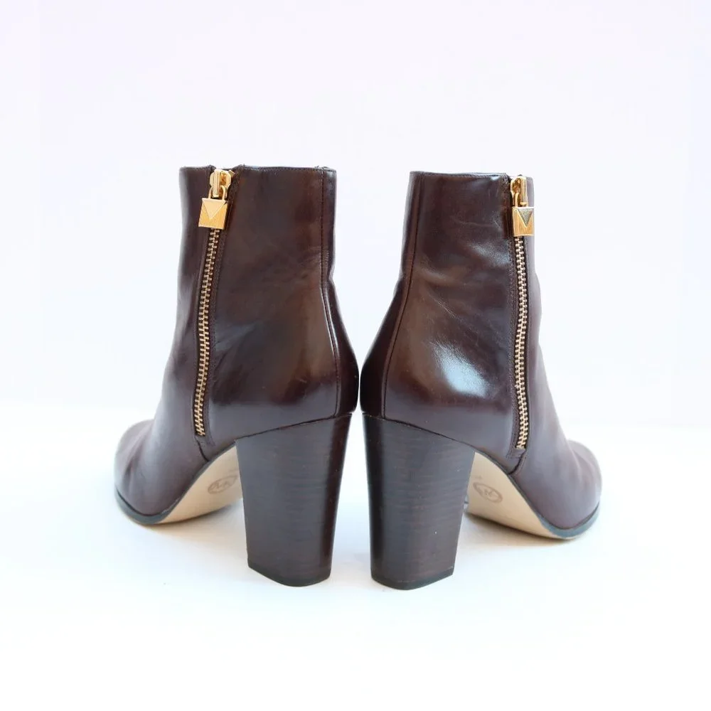 Michael Kors Brown Leather Ankle Boots - Picture 4 of 9